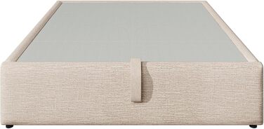 М&39яке ліжко 140x200 см без узголів&39я, ліжко з місцем для зберігання речей, двоспальне ліжко, каркас ліжка з рейковою основою по всій поверхні, лляне, функціональне ліжко, без матраца (натуральний), 140x200 см