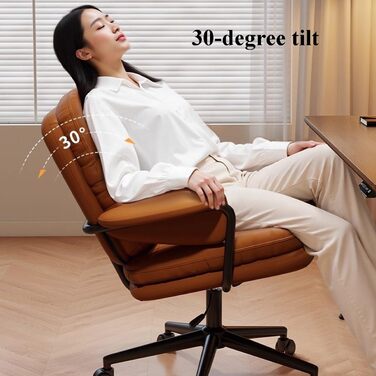 Крісло-туалетний столик з м&39якими підлокітниками, регульовані по висоті обертові крісла зі шкіри, регульоване крісло керівника, сучасне офісне крісло для спальні та домашнього офісу (B, Стиль 2) B Стиль 2