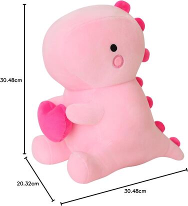 Динозавр М&39яка іграшка, люблячі м&39які плюшеві іграшки динозавра з серцем, що тримає на День святого Валентина, солодкий романтичний подарунок на річницю та день народження для її дівчаток, хлопчиків, дівчинки, рожевий 30 см, рожевий люблячий динозавр 