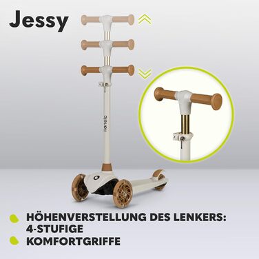 Дитячий триколісний самокат LIONELO Jessy Premium для дітей від 3 років до 50 кг, 56 x 26 x 60-80 см, коричневий