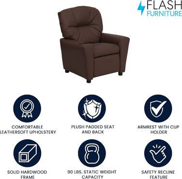 Дитяче крісло Flash Furniture, сучасне, з підсклянником, шкіра, коричнева LeatherSoft