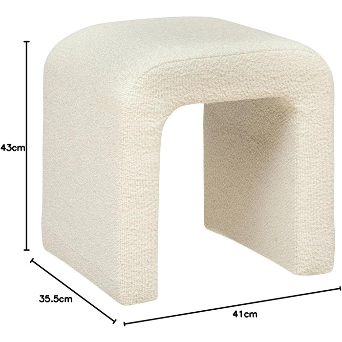 Пуф Sevi з білої тканини букле - 41 x 35,5 x 43 см, скандинавський стиль - Додаткові місця для сидіння у вітальні, спальні