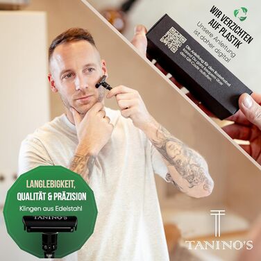 Чоловічий набір TANINO'S Safety Razor 10 лез включно - Бритва регулюється для всіх типів шкіри Безпечна одинарна бритва для гладкого, гладкого гоління з елегантною підставкою для зберігання Волога бритва