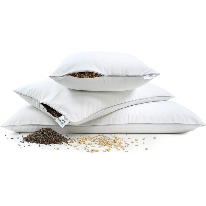 Подушка зі спельти 40x80 см, ортопедична подушка для підтримки шиї від болю в шиї, подушка для сну на боці, чохол 100 бавовна, подушка для шиї з наповнювачем з лушпиння спельти для спокійного сну, 40 x 80 см