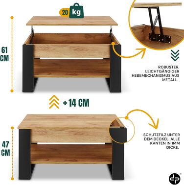Журнальний столик з регульованою висотою та місцем для зберігання Розкладний стіл для вітальні Журнальний столик з регульованою висотою Розсувні журнальні столики Стіл для вітальні з дуба (чорний дуб)