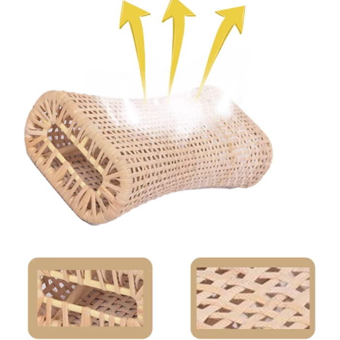 Подушка для сауни з натурального ротанга SANJIAOJIA, бамбукова подушка для підголівника, плетена подушка, підтримка шиї, дихаюча подушка для ліжка з ротанга, літня охолоджуюча подушка для сну, ортопедична подушка