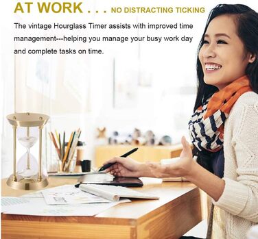 Пісочний годинник SuLiao для Uten, поворотний на 720, старовинний білий пісочний годинник, вінтажний пісочний годинник 1 Hora Reloj de Arena, великий метал, пісочне скло, офіс, письмовий стіл, дім, весільне оформлення (латунна рама, білий пісок, 30 хвилин