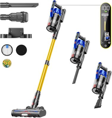 Акумуляторний пилосос Anyson, 45KPA/550 Вт, час роботи 60 хвилин, подвійна ручка, 1,5 л пилосос, OLED-дисплей для твердої підлоги/