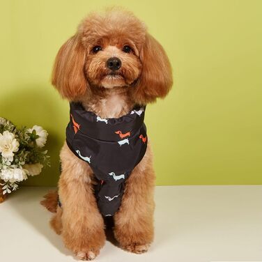 Пальто для собак, зимова куртка для собак, тепле пальто для маленьких собак, вітрозахисний жилет для собак з отвором для шлейки, злегка водонепроникний, різдвяна куртка для чихуахуа та такс, чорна, MM Black