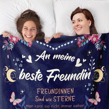 Подарунки для найкращої подруги, подарунки для дівчини, ковдра, подарунок на день народження найкращої подруги, найкраща подруга, пухнаста ковдра для найкращої подруги, 152 см x 127 см (темно-синій)