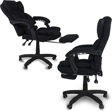 Офісне крісло, ергономічне стільце для столу, крісло керівника з тканини з м&39якими підлокітниками та підголівником, регульоване по висоті крісло, що обертається на 360, крісло, що обертається з тканини, колір чорний