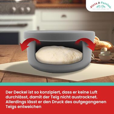 Коробка для тіста для піци Pizza&Passion з кришкою - Набір із 6 силіконових коробок для тіста для піци - Силіконові коробки для тіста для піци з антипригарним покриттям - Коробка для розстойки тіста для піци, Коробка для піци, Аксесуари для піци для розст