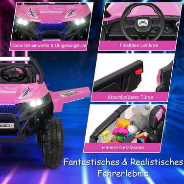 Дитячий 2-місний електромобіль DREAMADE 12V, електромобілі з пультом дистанційного керування 2,4 ГГц, музикою, фарами та USB, елек