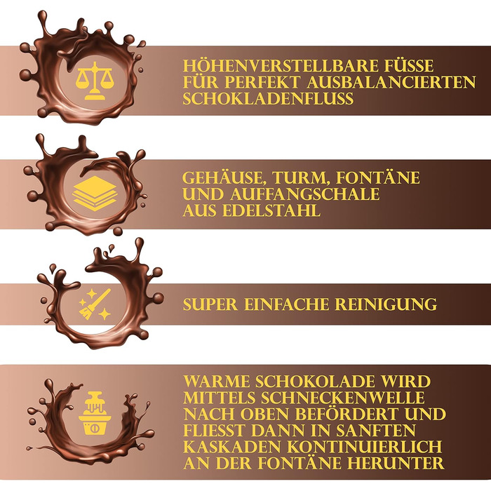 Клатронний шоколадний фонтан Шоколадний фонтан для фруктів і випічки теплий і рідкий шоколад на пізній сніданок, вечірку, Різдво, Новий рік Глибока збірна чаша фонтан з нержавіючої сталі СКБ 3248