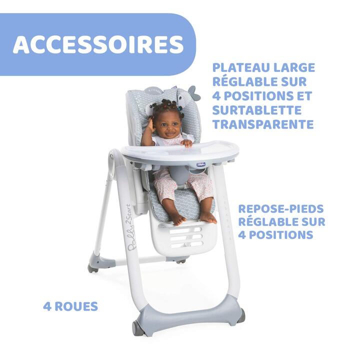 Дитячий стільчик для годування від народження до 3 років (15 кг), регульований стільчик з 4 колесами, функцією нахилу та компактни