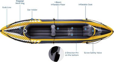 Надувний каяк для 2 осіб, 350 x 78 x 52 см, з аксесуарами