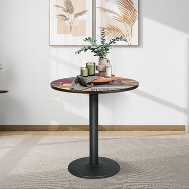 Круглий обідній стіл 70 см, різнокольоровий візерунок дизайнерський круглий обідній стіл, сучасний невеликий кухонний стіл зі стільницею з МДФ та металевим каркасом, ідеально підходить для їдальні, вітальні та кафе, 4 x 70 x 70 x 72 см