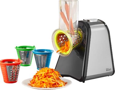 Електрична кухонна терка 200 Вт 4 Насадки Барабани з нержавіючої сталі Електрична овочерізка Кухонний комбайн Терка Багатофункціональна терка Електричний шніцельверк