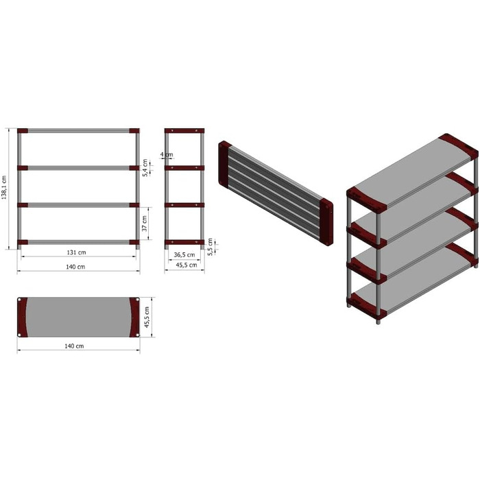 Пластиковий стелаж PROREGAL &quotСірий ведмідь&quot Низький ВxШxГ 138x140x46 см Вантажопідйомність полиці 70 кг Сіро-зелений Пластиковий стелаж для підвалу, стелаж для зберігання, безригельний стелаж ВxШxГ 138x140x46 см сіро-зелений