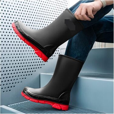 Чоловічі гумові чоботи, чоловічі гумові чоботи та гумові чоботи з флісовою підкладкою, теплі, повсякденні, водонепроникні, взуття для активного відпочинку на природі, робоче взуття, чорні Add Cotto, розмір 40 EU