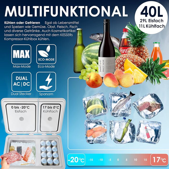 В1 двозонний холодильник та морозильна камера, електрична морозильна камера зі світлодіодним сенсорним керуванням 12/24 В 230 В, о