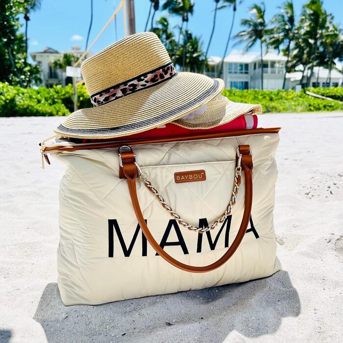 Пеленальна сумка для лікарні Baybou Mama, сумка-сумка для пологів та пологів, сумка для мами для дитини та подорожей, велика, беже