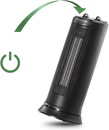 Керамічний вентилятор-обігрівач TROTEC TFC 19 E Теплова потужність 1200 Вт / 2000 Вт Обігрівач з термостатом, розмір приміщення від 24 м до 60 м, функція коливання 70