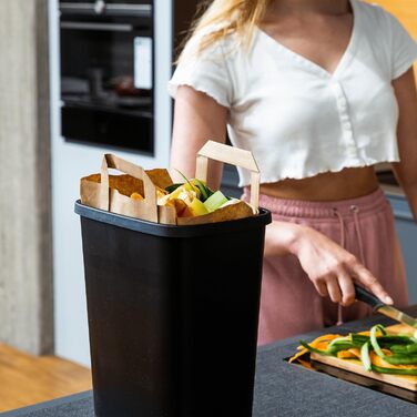 Пакети для органічних відходів BIOGLCK 10 л з ручкою для перенесення 50 шт. у упаковці для легкого та гігієнічного транспортування Міцні паперові пакети для органічних відходів, стійкі до розривів та вологи, (50 шт. у упаковці)