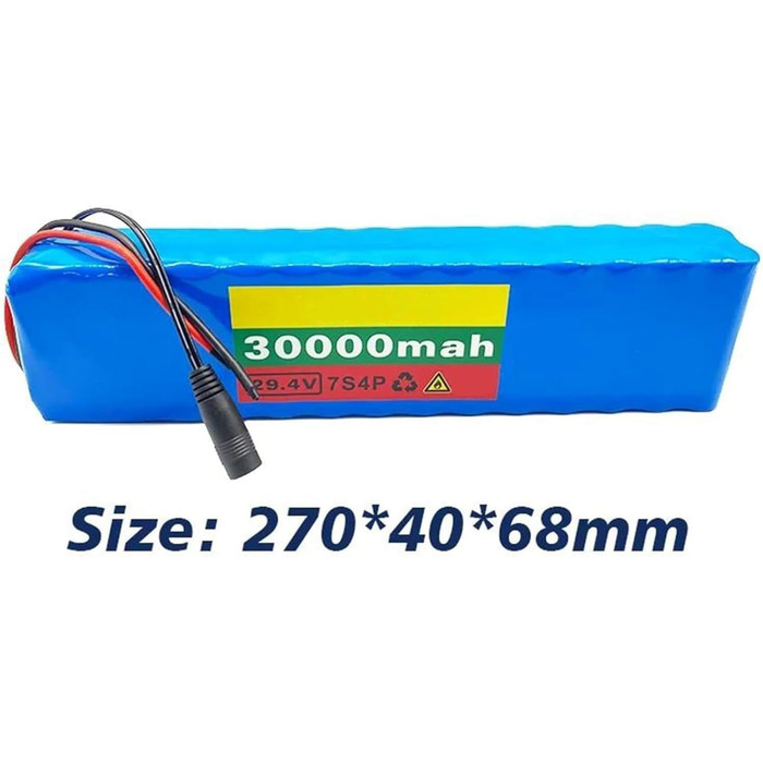Акумулятор для електровелосипеда 24V 30Ah, 24V 29.4V 30Ah, літій-іонний акумулятор для велосипеда, водонепроникний, ПВХ, із вбудованим зарядним пристроєм BMS, для електровелосипедного двигуна потужністю 200W 350W 400W 500W XT60/T, штекер 24V 30AH XT60