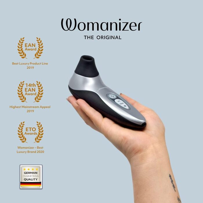 Кліторальна присоска Womanizer Pro40 для жінок - Кліторальний стимулятор Лежачий вібратор з 6 рівнями інтенсивності - Безшумна водонепроникна секс-іграшка для неї - чорна