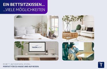 Подушка для сидіння Traumnacht Cozy, подушка для читання, спинка, світло-сіра, знімна, чохол, який можна прати, виготовлений з приємного для шкіри мікроплюшу, виготовлений відповідно до німецьких стандартів якості