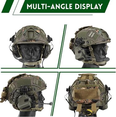 Тактичний шолом WLXW з гарнітурою 4-в-1, покращений, регульований, з чохлом для косплею CS Airsoft, військового спорядження, кольору джунглів Wargame