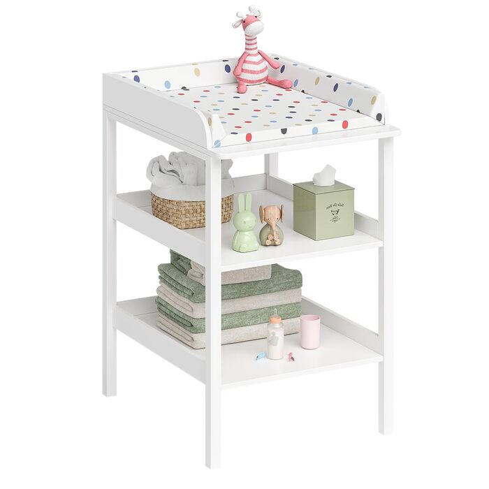 Дерев&39яний пеленальний столик Bellabino Bani білого кольору вузький пеленальний столик з 2 відкритими полицями зручний для спини пеленальний столик висотою 86 см велика пеленальна поверхня 70 x 53 см