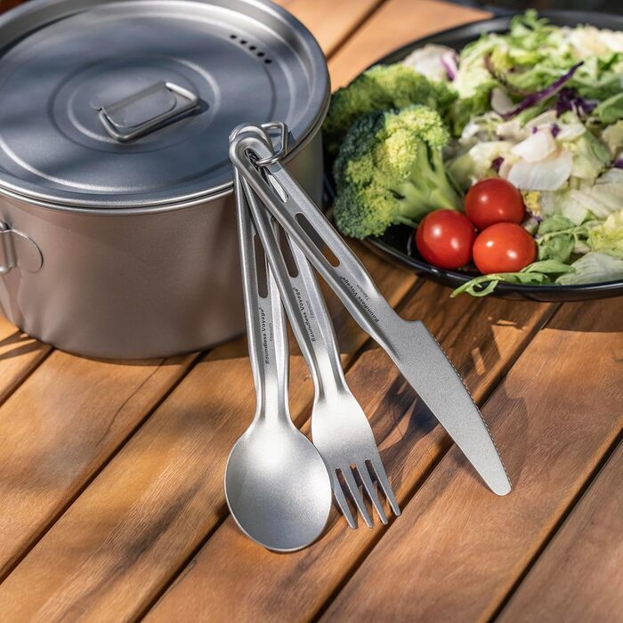 Титанові кемпінгові аксесуари Boundless Voyage, ніж, ложка, виделка, набір паличок для їжі, надлегкий набір столових приборів для супу, їжі, салату, пасти (ti1125t-d)