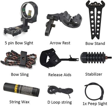 Набір складеного лука для стрільби з лука – мисливський регульований лук 19,5–30 дюймів, до 260 fps, з аксесуарами для дорослих, тренувань та стрільби на відкритому повітрі