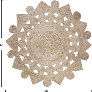 М круглий килим килим кілім, бежевий, плетений джутовий килим, для приміщень і вулиці, плоске плетіння, для спальні, тумбочки, кру