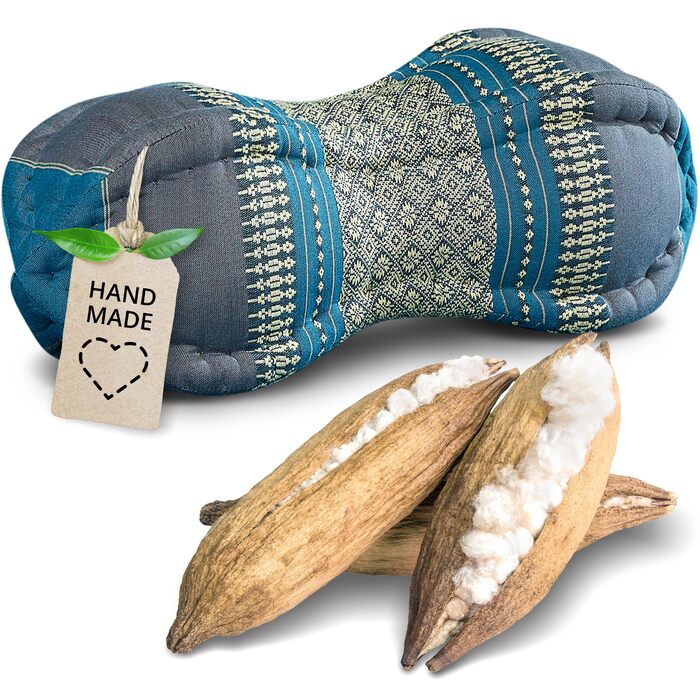 Подушка для шиї livasia Papaya - Ø 13x43 см - Подушка для шиї у формі папайї, подушка для дивана, подушка для читання з капоком, подушка для саду та балкону, подушка для подорожей ручної роботи (світло-блакитний)