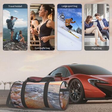 Спортивна сумка для подорожей, пляжу та відпочинку Мауї. Чорна сумка-органайзер з принтом Захід сонця на Гаваях, універсальний розмір.