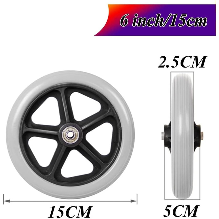 И Передні колеса для інвалідного візка 6/7/8 дюйма з повним підшипником Запасні колеса Гумове колесо Універсальне крісло колісне Аксесуари для роликів, допоміжні засоби для ходьби Сірий, 6 дюймів (15 см) 6 дюймів (15 см) Сірий, 2 шт.