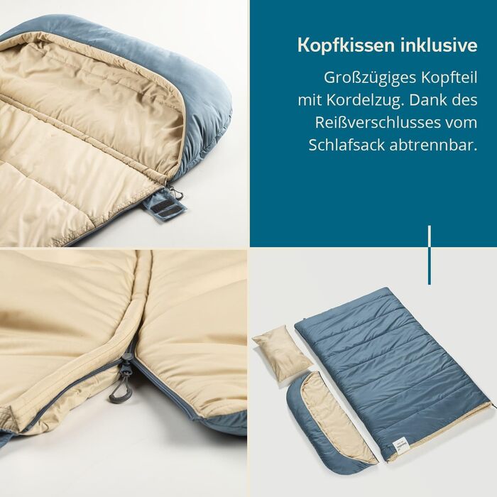 Спальний мішок Skandika Oppdal Спальний мішок-ковдра для дорослих, 3 сезони, компактний, легкий, прямокутний До 7C, 230 90 см Для активного відпочинку на природі, кемпінгу, походів, синього кольору 190 x 90 см