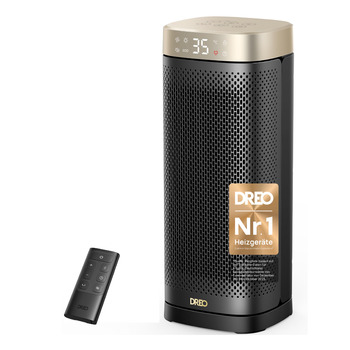 Енергозберігаючий тихий вентилятор-обігрівач DREO, керамічний нагрівальний елемент 2000 Вт з термостатом, 12-годинний таймер, 3 режими, коливання 70, 16-дюймовий електричний кімнатний обігрівач, захист від перегріву та перекидання, Solaris Slim H2, золоти