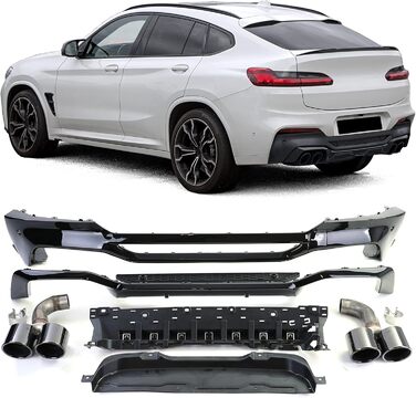 Задній дифузор Performance Conversion Вихлопні труби чорний підходить для BMW X4 G02 18-21