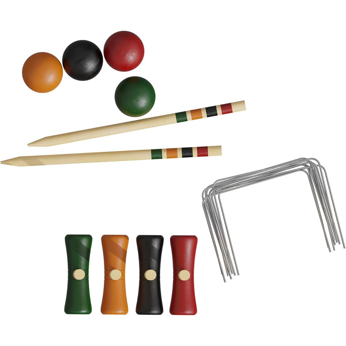 Набір для крокету Carromco на 4 гравці для дорослих, дерев&39яний набір для крокету для дітей, гра на свіжому повітрі Basic-XM, 4 гравці, дерев&39яна гра в крокет