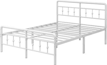 Металеве ліжко EMODA 140 x 200 см з узголів&39ям та узніжжям, каркас ліжка заввишки 46 см, міцний каркас ліжка, легке складання, безшумне, біле DE 140 x 200 см Біле