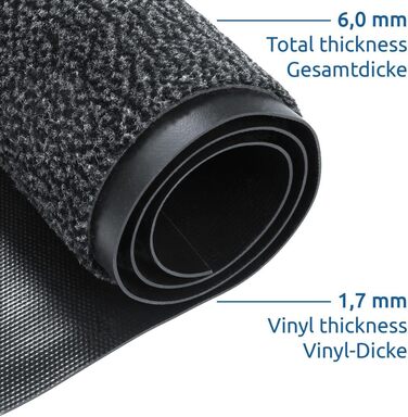 Килимок для бруду GEAR сірого кольору 5 розмірів для використання всередині та зовні приміщень, протиковзкий килимок для дверей, килимок для очищення, що миється, нековзний, гумовий край, 150x90, 120x90, 180x60, 90x60, 60x45 см, килимок для дверей 120 x 9