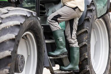 Робочі черевики DUNLOP Work-It S5 з ПВХ для чоловіків та жінок Водонепроникні захисні черевики зі сталевим носком Будівельні черевики Хімічні та стійкі до ковзання Жовті Розміри від 35 до 50 (EU 40) Зелені