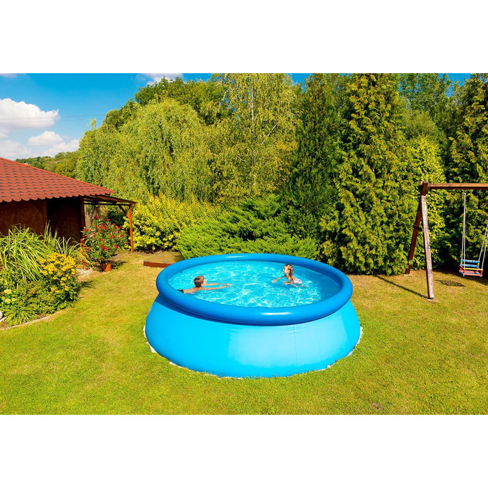 Басейн HAF Swing Quick Up синього кольору, розміром 244 x 76 см об&39єм води приблизно 2300 літрів Самозбірний та самонесучий басейн Садовий басейн/наземний басейн без фільтруючого насоса 244 x 76 см (синій)