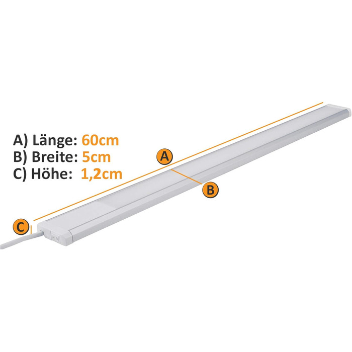 Світлодіодна стрічка під шафою ChiliTec 60 см 10 Вт 1280 люмен 3 шт. и 230 В 1,5 м кабель з перемикачем освітлення для кухні Світло на стільницю Теплий білий