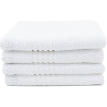 Набір з 4 рушників розміром 50x100 см - поглинаючі рушники для ванни білого кольору - з практичною вішалкою - з елегантними смужка