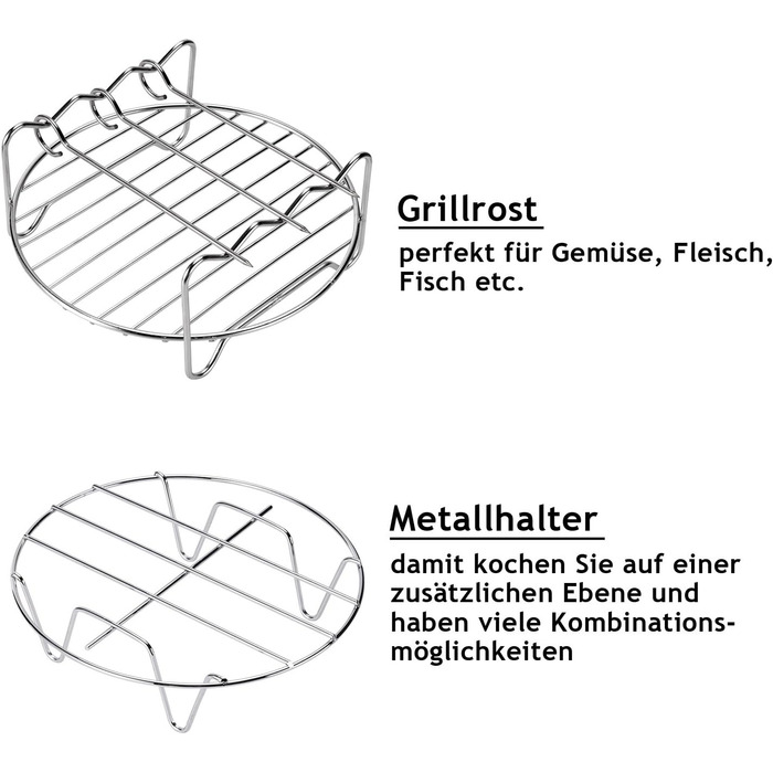 Аксесуари для фритюрниці MONZANA 8 шт. Набір фритюрниці, включаючи кошик для випічки хліба, 3,6 л, сковорода для піци, силіконова сковорода, решітка для гриля, шампури, шампури